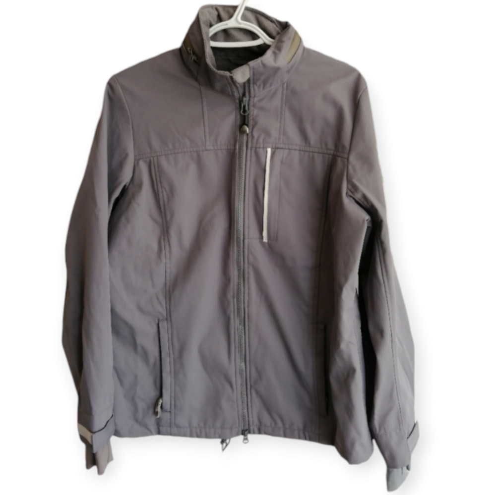 Coupé Collection Gray Rain Jacket with Zip Out Hood Fleece Lined Size XL